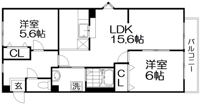 サンシャイン足立(2LDK/2階)の間取り写真