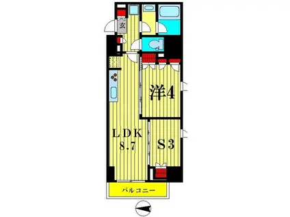 ミリアレジデンス両国(1SLDK/6階)の間取り写真