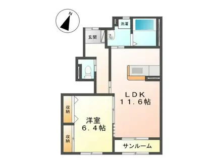 プリマヴェーラ(1LDK/1階)の間取り写真