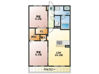 LIBERTE矢倉町(2LDK/1階)の間取り写真