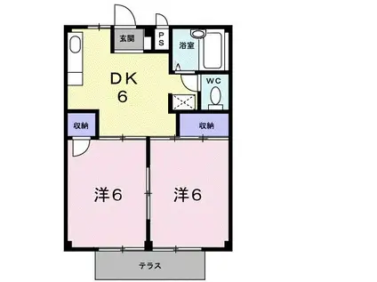 ハイツオチアイ(2DK/1階)の間取り写真