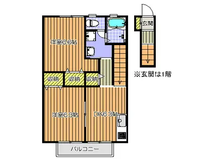 メゾンロリエ(2DK/2階)の間取り写真