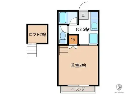 アルフ21(1K/2階)の間取り写真