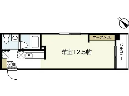 エスタディオII(ワンルーム/1階)の間取り写真