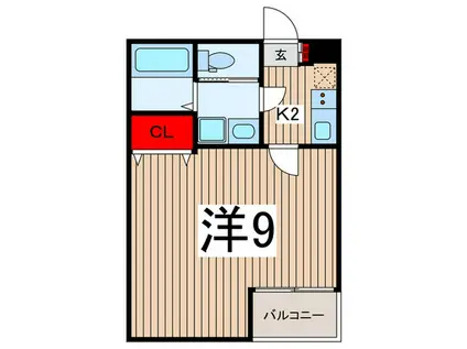 ベルクール(1K/3階)の間取り写真