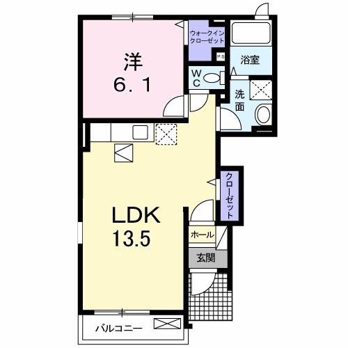 プランドール ドゥー(1LDK/1階)の間取り写真