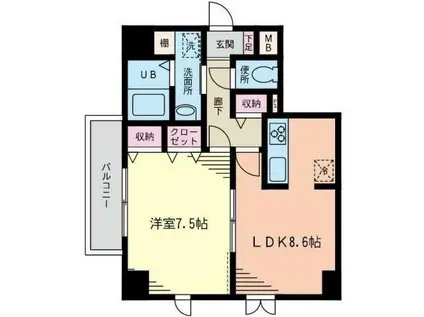 フォーレスト清水橋(1LDK/3階)の間取り写真
