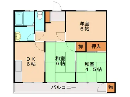 白水池コーポ(3DK/2階)の間取り写真