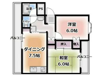 立花ハイツ(2DK/1階)の間取り写真