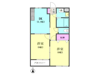 メゾンウイング(2DK/2階)の間取り写真