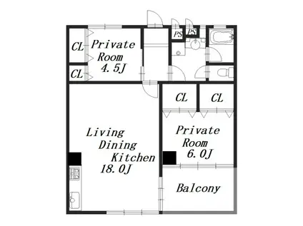 旧第三銀行橿原神宮前ビル(2LDK/4階)の間取り写真