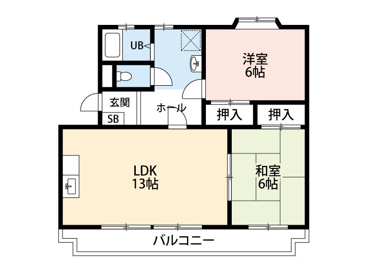 エタニティマンション大脇(2LDK/3階)の間取り写真