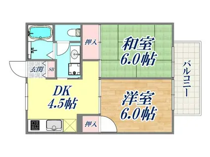 ピアン広町(2DK/2階)の間取り写真