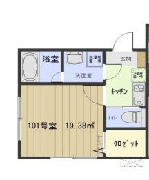 コーラルコート秋津 壱番館(1K/1階)の間取り写真