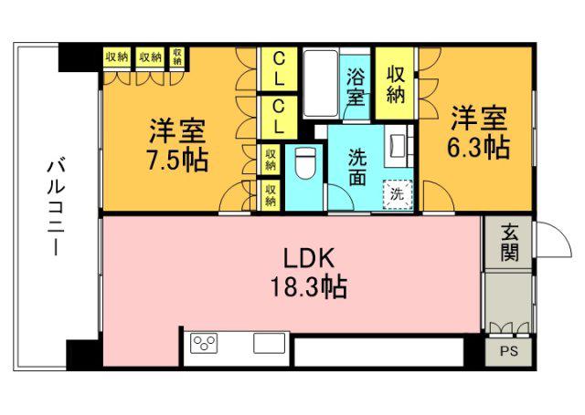 アーバンビュー宇品フェアパークB棟(2LDK/12階)の間取り写真