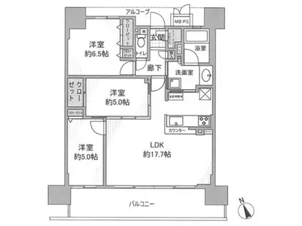ワコーレ姫路北条口(3LDK/12階)の間取り写真
