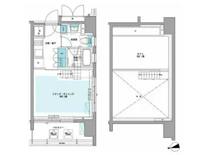 プライムアーバン芝浦ロフト(1K/11階)の間取り写真