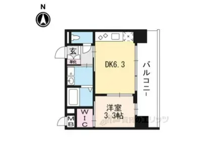 プレサンス THE KYOTO 東福寺 ウエスト(1DK/6階)の間取り写真