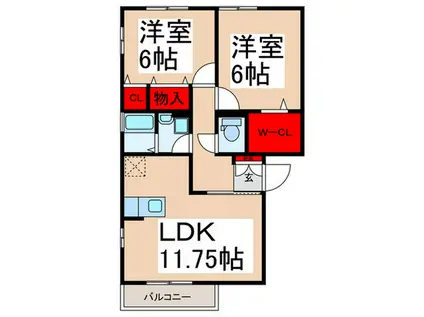 ハーモニアス瑞江 II(2LDK/2階)の間取り写真