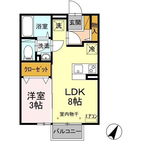 パルコートM(1LDK/2階)の間取り写真
