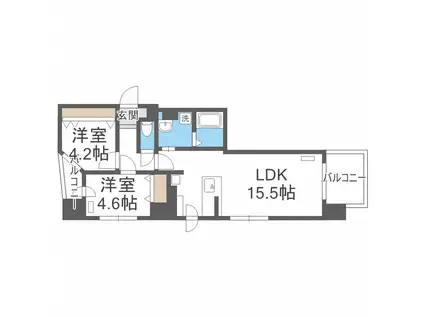 LEGEND COURT琴似(1LDK/2階)の間取り写真