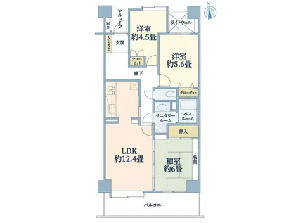 ダイアパレス長町南(3LDK/2階)の間取り写真