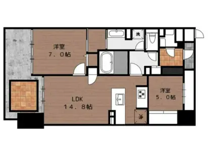 ロイヤルガーデン中山下(2LDK/3階)の間取り写真
