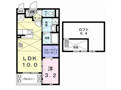 アネックス楓II(1LDK/2階)の間取り写真
