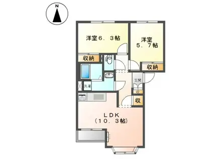 ベルクレスト(2LDK/2階)の間取り写真