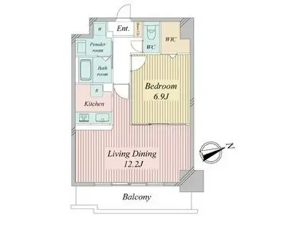 リバーコート砂田橋 II(1LDK/11階)の間取り写真