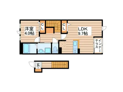 ＪＲ東北本線 名取駅 徒歩14分 2階建 築2年(1LDK/2階)の間取り写真