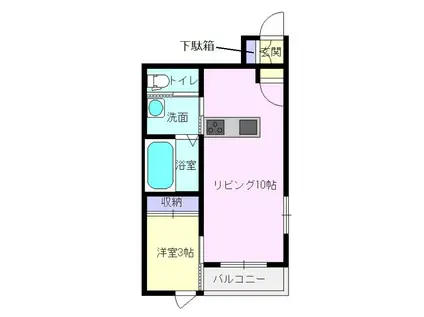 ドルチェ・ヴィータ東川登A(1LDK/1階)の間取り写真