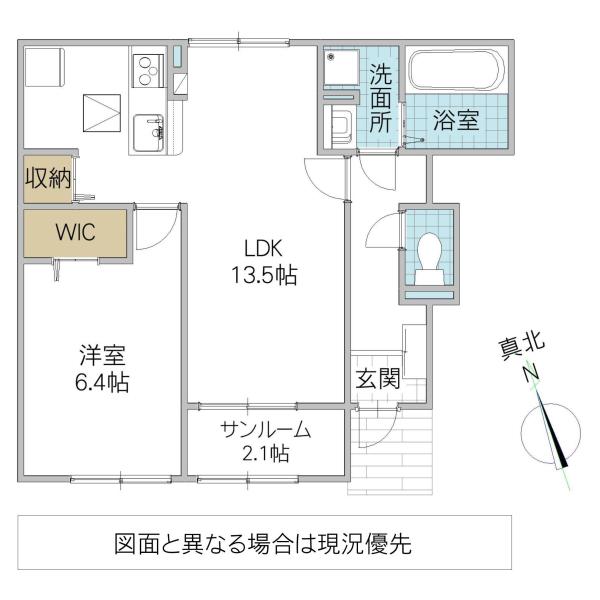 モノテラス(1LDK/1階)の間取り写真