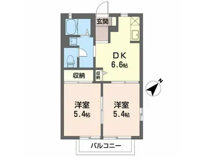 サンリーフ(2DK/2階)の間取り写真