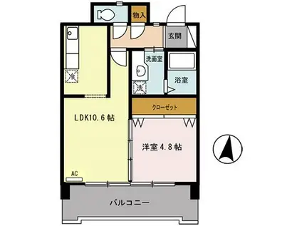 ラディウス武庫之荘(1LDK/5階)の間取り写真