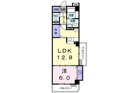 プラシード・アルバ(1LDK/6階)の間取り写真