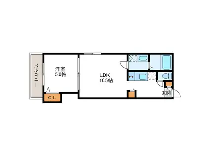 PROUD N19 プラウド N19(1LDK/5階)の間取り写真