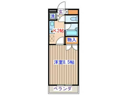 第二サンハイツ通町(1K/6階)の間取り写真