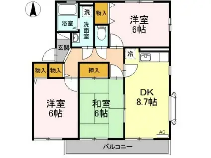 グランメール大泉学園(3DK/2階)の間取り写真