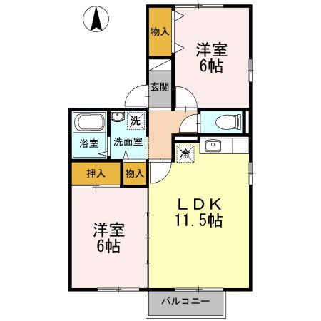 コーポマルタA棟(2LDK/2階)の間取り写真