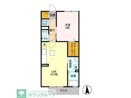 ディアベルジュ(1LDK/1階)の間取り写真