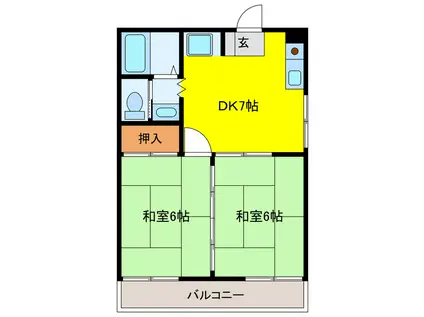 コーポ向日葵I(2DK/1階)の間取り写真