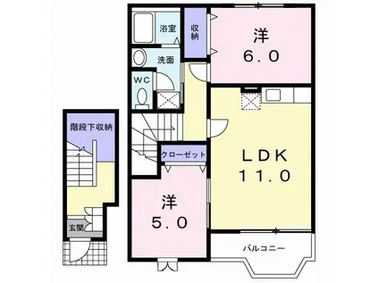 LAW FLOWER(2LDK/2階)の間取り写真