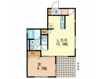 オフィン ラコーデ(1LDK/1階)の間取り写真