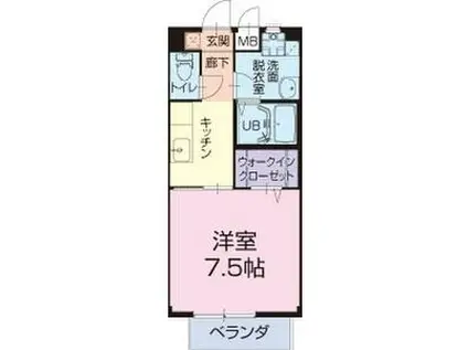 リヴェールF(1K/1階)の間取り写真