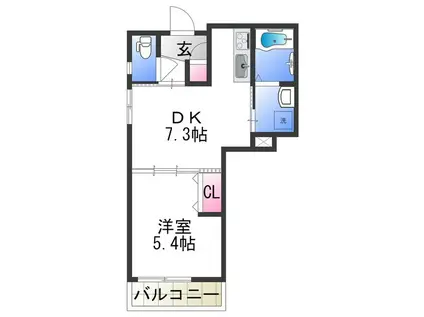 ラモーナ玉出東I(1DK/1階)の間取り写真