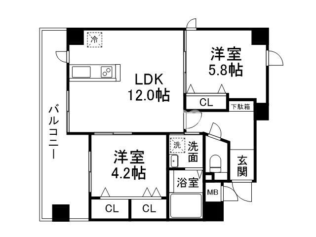 GRAND LATTICE KAWARAMACHI SHICHIJO(2LDK/4階)の間取り写真