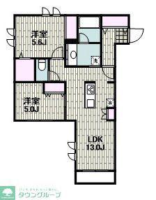 LE RUAH(2LDK/1階)の間取り写真