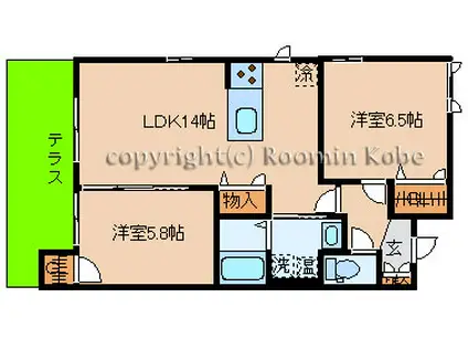 グラッシャス上ノ丸(2LDK/1階)の間取り写真