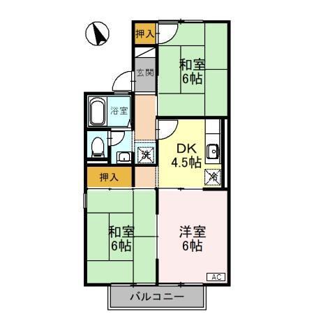 セジュール城東 A棟(3DK/1階)の間取り写真